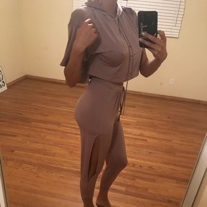 Two piece silk lounge set